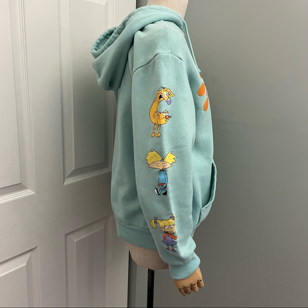 Nickelodeon Mint Green Hoodie Mixed Cartoon Characters S - Picture 7 of 16
